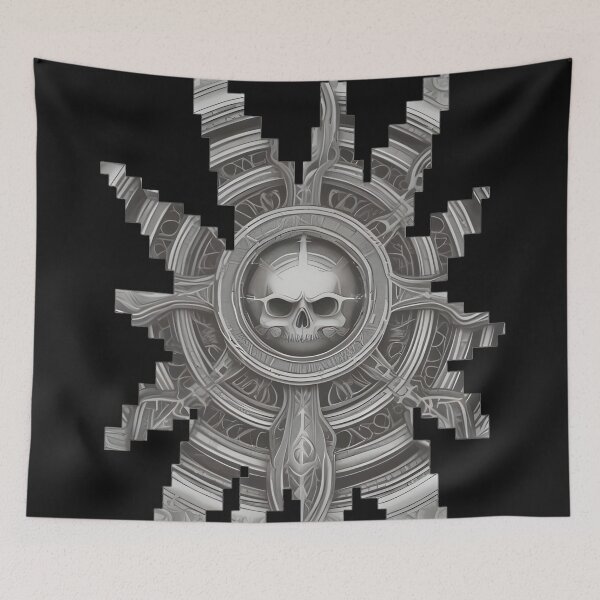 Item preview, Gothic Skull Chaos Star Patch, Cyberpunk Pixel Sacred Geometry Engraving designed and sold by DarkOriginArts.