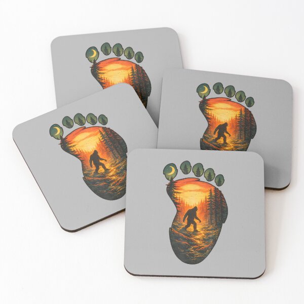 Item preview, Vintage Bigfoot Footprint Sunset Forest Sasquatch Design designed and sold by ArleneRowe.