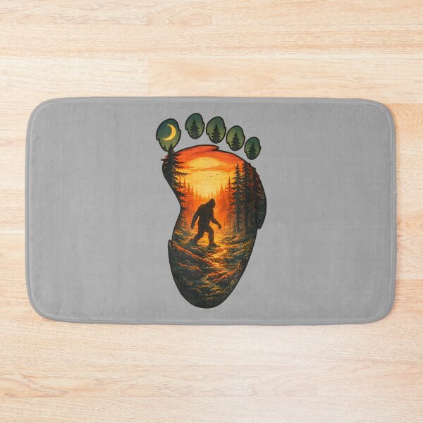 Item preview, Vintage Bigfoot Footprint Sunset Forest Sasquatch Design designed and sold by ArleneRowe.