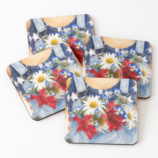 Item preview, Pocket Full of Dreams Daydream - Red White Blue Americana Flowers Overalls designed and sold by Loveisthebtwd.