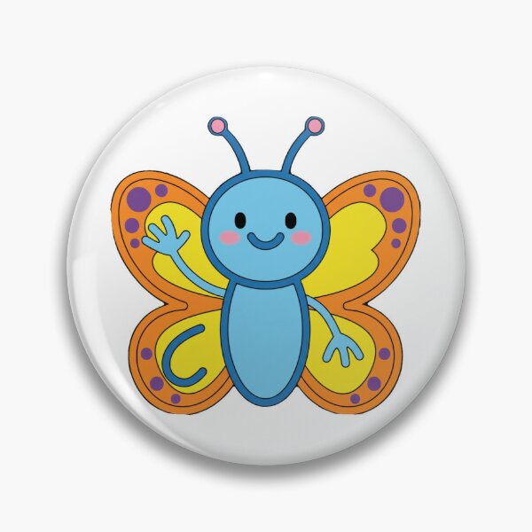Item preview, Happy Waving Butterfly - Cute Kawaii Insect Illustration designed and sold by Inka Moon Design.