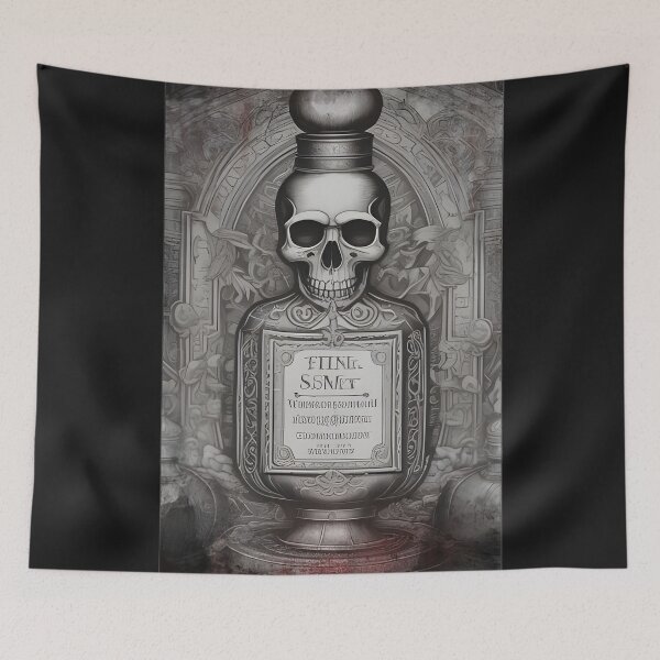 Item preview, Gothic Poison Bottle Patch, Dark Fantasy Alchemy Skull Elixir Engraving designed and sold by DarkOriginArts.