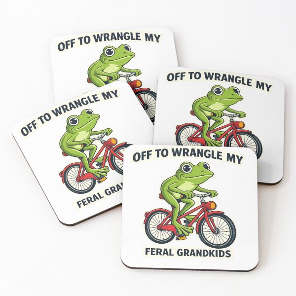 Item preview, Off To Wrangle My Feral Grandkids Frog on Bike T-Shirt designed and sold by MerchlyMike.