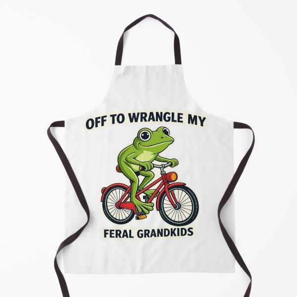 Item preview, Off To Wrangle My Feral Grandkids Frog on Bike T-Shirt designed and sold by MerchlyMike.