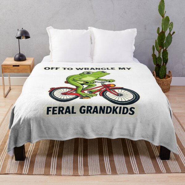 Item preview, Off To Wrangle My Feral Grandkids Frog on Bike T-Shirt designed and sold by MerchlyMike.