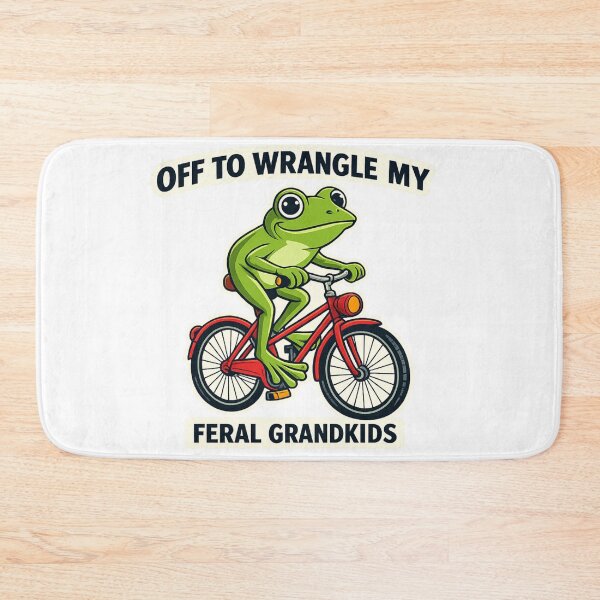 Item preview, Off To Wrangle My Feral Grandkids Frog on Bike T-Shirt designed and sold by MerchlyMike.