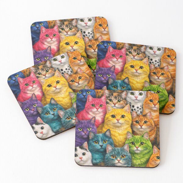 Item preview, Rainbow Colorful Cats Pattern | Cute Kawaii Cat Art designed and sold by Aramdesing.