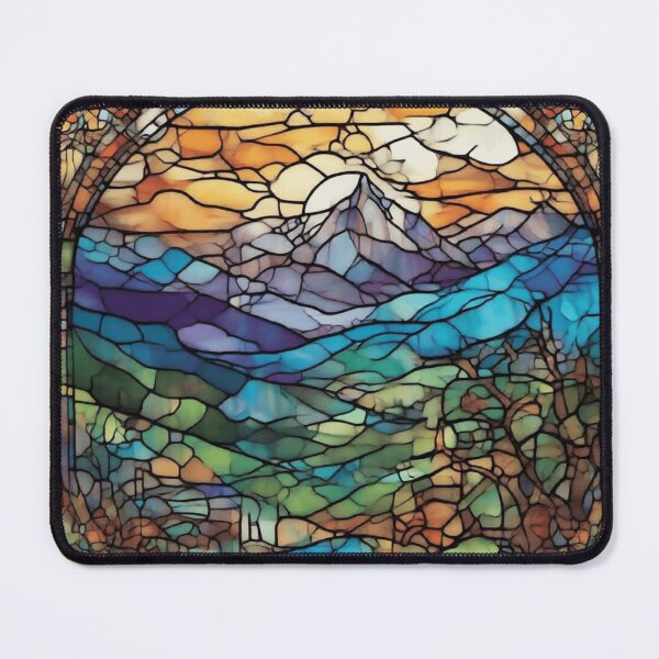 Item preview, Mountains Through Trees Stained glass colorful photo abstract design designed and sold by SmashingDeals.