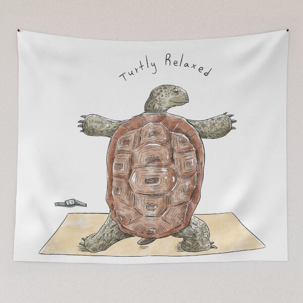 Item preview, Cute Yoga Turtle Turtly Relaxed Warrior Pose Illustration designed and sold by TheZenZoo.