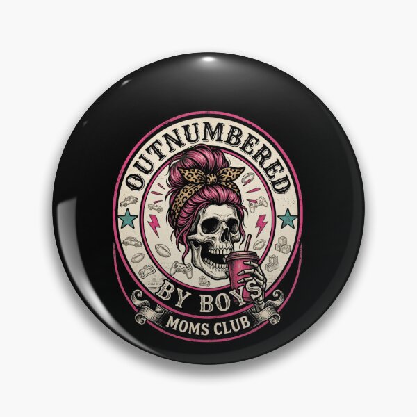 Item preview, Outnumbered By Boys Moms Club Funny Skull Mom Tee designed and sold by SofenArt.