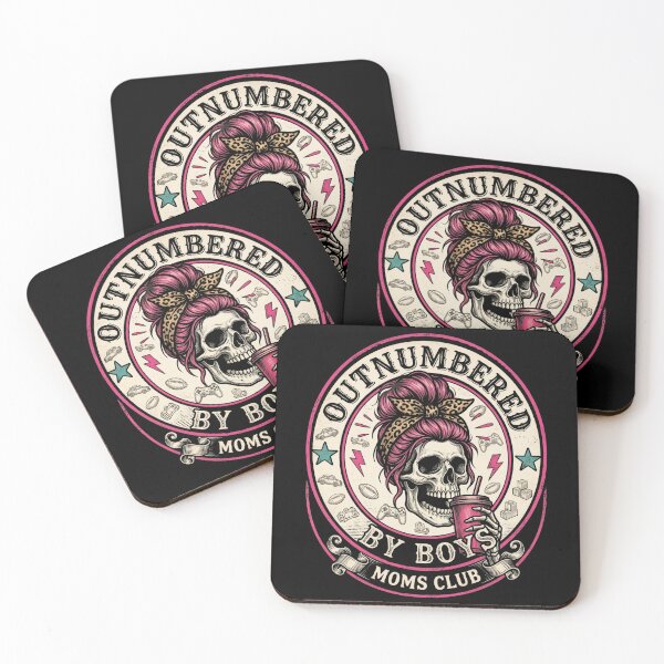 Item preview, Outnumbered By Boys Moms Club Funny Skull Mom Tee designed and sold by SofenArt.