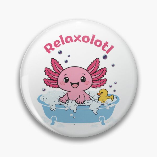 Item preview, Relaxolotl - Cute Pink Axolotl in a Bubble Bath with Rubber Duck designed and sold by Inka Moon Design.