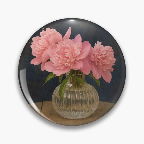 Item preview, Mrs Peony Daydream - 3 Pink Peonies on a Vintage Wooden Stool designed and sold by Loveisthebtwd.