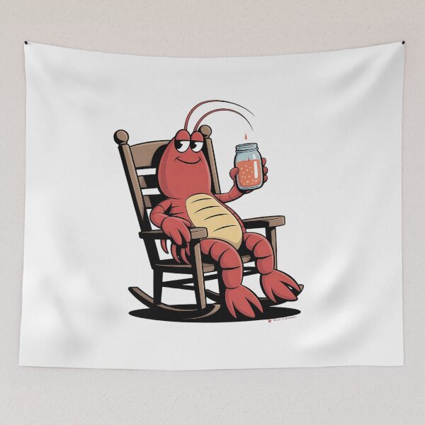 Item preview, Crawfish Sitting On Wooden Rocking Chair designed and sold by AbanoubStore.