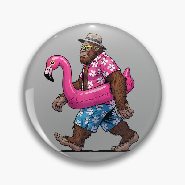 Item preview, Bigfoot Flamingo Sasquatch Summer Pink Float Pool Party designed and sold by GreggRoss.