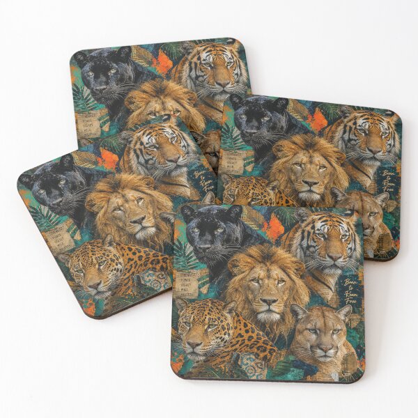 Item preview, PRIMAL ROAR — Big Cats Collage Poster (Emeralds, Sapphires & Fire) designed and sold by Jandedan.