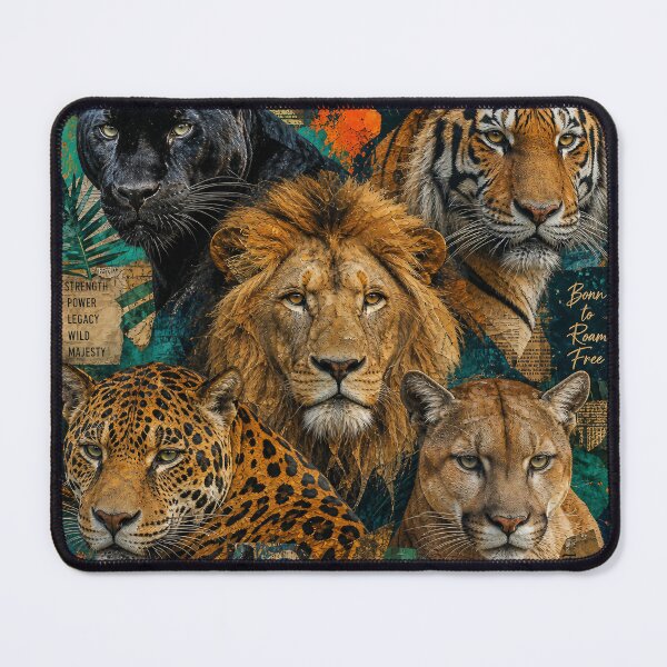 Item preview, PRIMAL ROAR — Big Cats Collage Poster (Emeralds, Sapphires & Fire) designed and sold by Jandedan.
