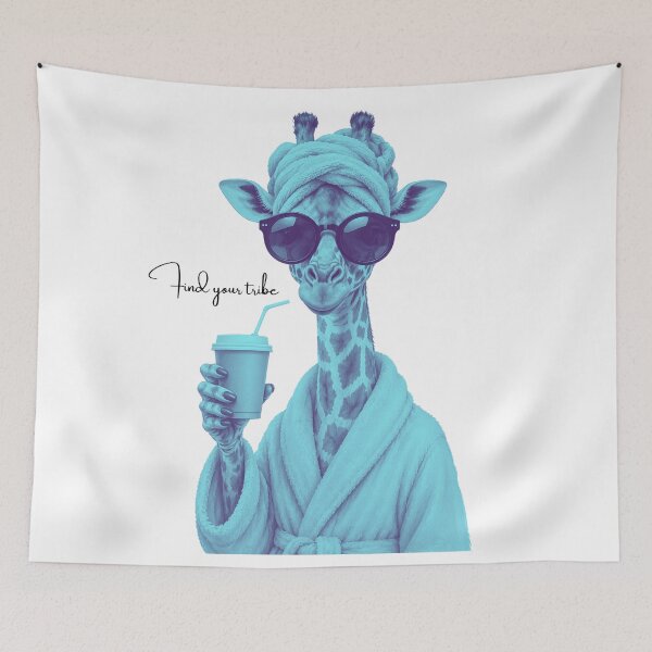 Item preview, Blue-cyan giraffe designed and sold by LeAnimalChic.