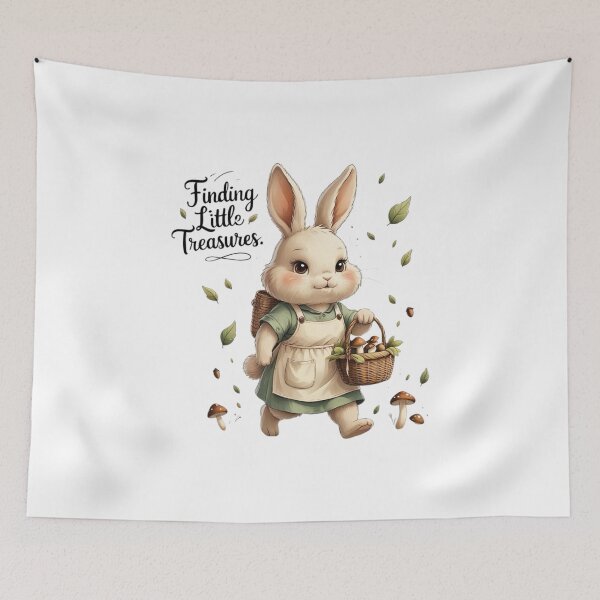 Item preview, Finding Little Treasures Cottagecore Foraging Bunny Mushroomcore designed and sold by AQUILAKREO.