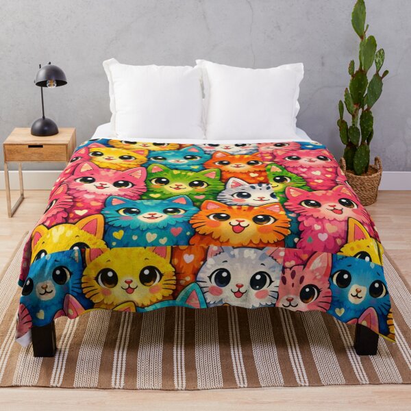 Item preview, Cute Colorful Kawaii Cats Pattern Art designed and sold by Aramdesing.