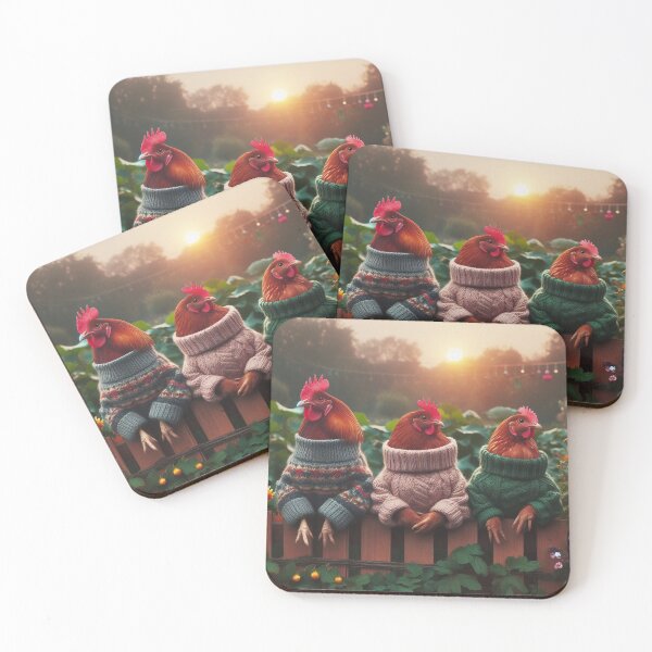 Item preview, Funny Chickens Wearing Sweaters Cozy Farmhouse Art designed and sold by ThePepper603.