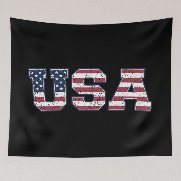 Item preview, USA Worn/Eroded Letters With American Flag (on black) designed and sold by STUDIO-72.