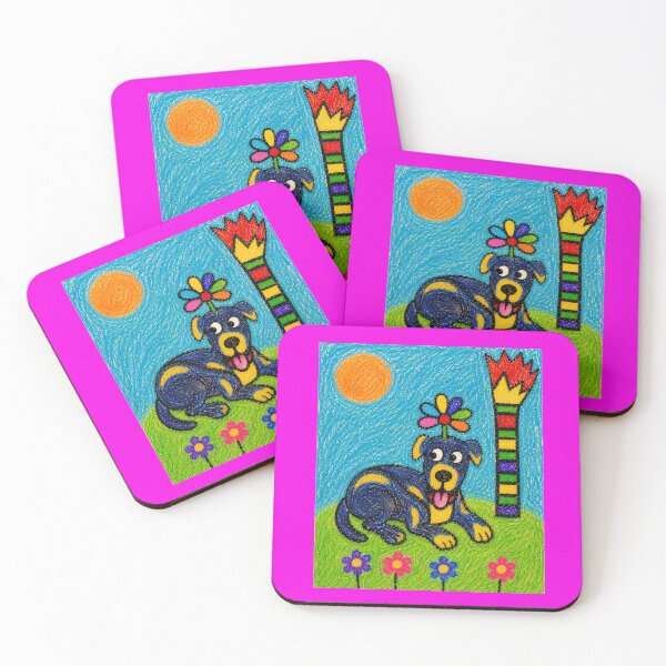 Item preview, Naive Crayon Blue Dog Illustration designed and sold by ZunZunArt.