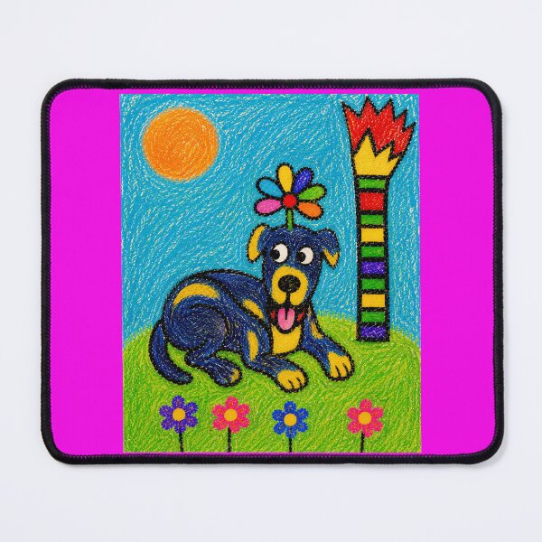 Item preview, Naive Crayon Blue Dog Illustration designed and sold by ZunZunArt.