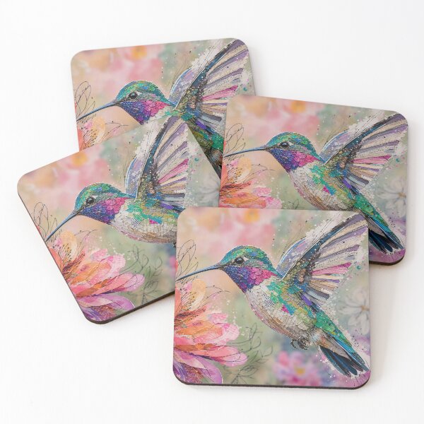 Item preview, HUMMINGBIRD BOUQUET — Mixed‑Media Collage Print designed and sold by Jandedan.