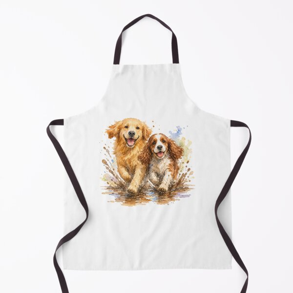 Item preview, Happy Dogs Running in Mud – Cute Golden Retriever & Spaniel designed and sold by WHDProduction45.