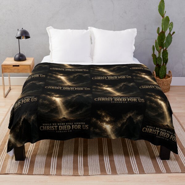 Item preview, Christ died for us While we were still sinners Romans 5:8 God demonstrates his love for us Sun rays breaking through the Dark clouds Shine on us Lord encouragement T-shirt designed and sold by FTLOG.