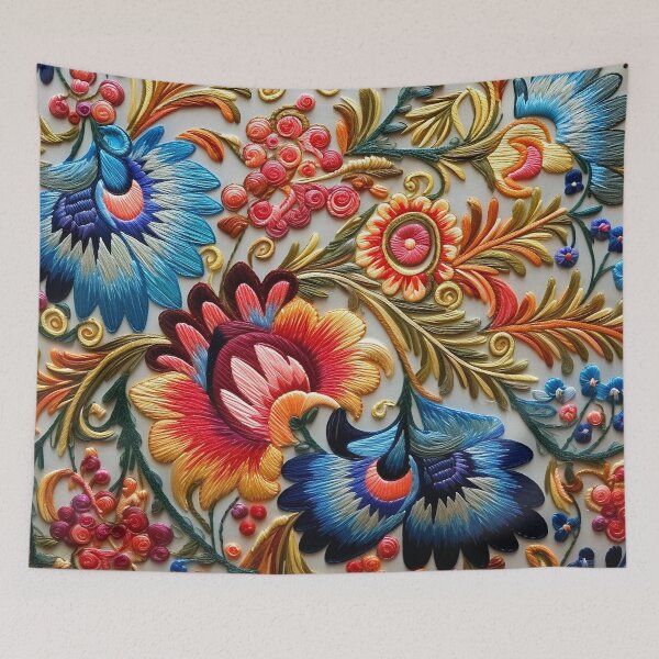Item preview, Neon Folklore Bloom: Maximalist Embroidery Dreams designed and sold by BrainCurves.