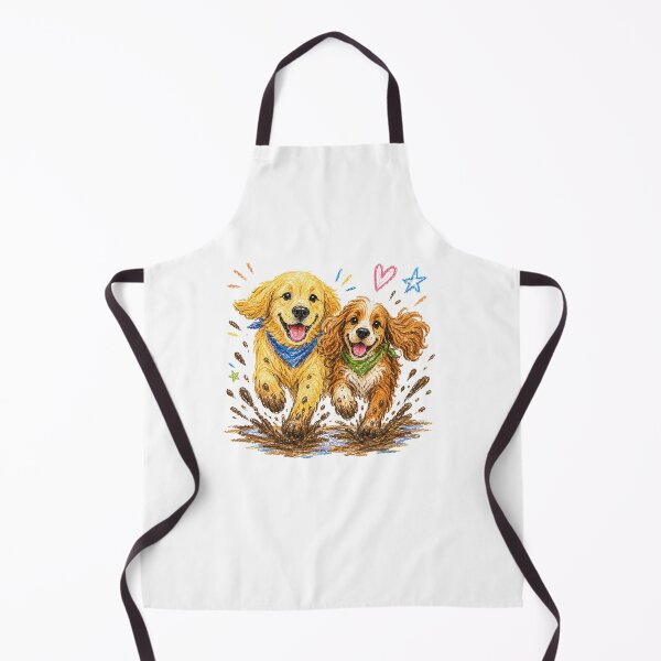 Item preview, Happy Dogs Running in Mud – Cute Golden Retriever & Spaniel Cartoon Illustration designed and sold by WHDProduction45.