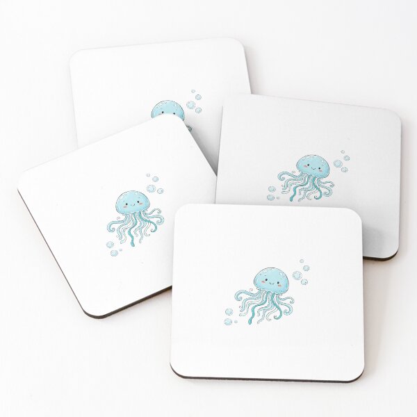 Item preview, blue jellyfish with bubbles designed and sold by haebalagii.