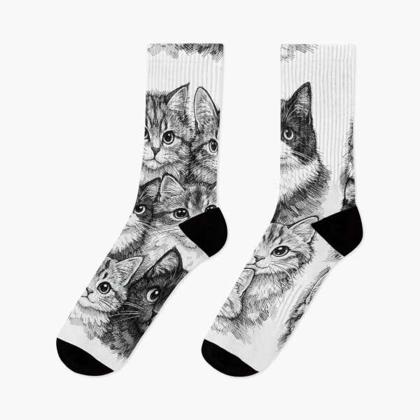 Item preview, Cute Fluffy Cat Sketch Pattern Art designed and sold by Aramdesing.