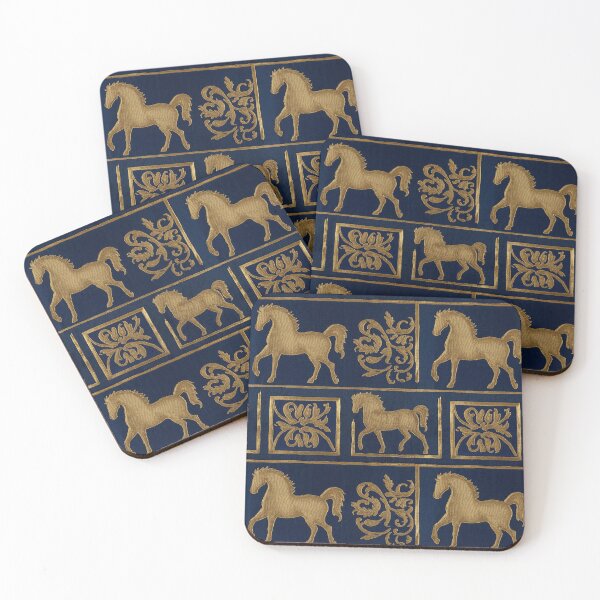 Item preview, Luxury Equestrian Pattern | Navy Gold Horse Baroque Old Money Aesthetic designed and sold by MegaNovaArt.