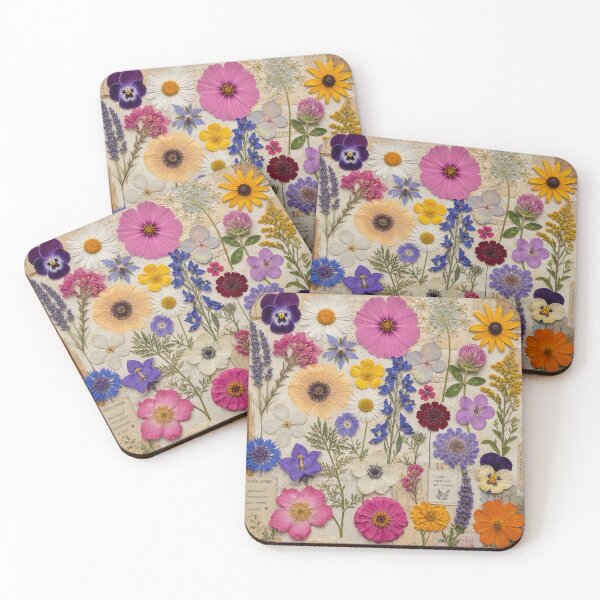 Item preview, PRESSED MEADOW — Mixed‑Media Collage (25 Wildflower Specimens) designed and sold by Jandedan.