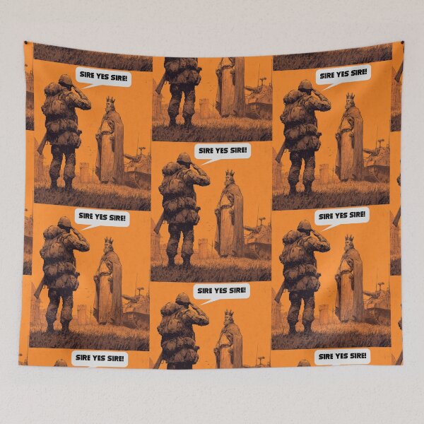 Item preview, Sire Yes Sire! | Sarcastic Medieval Soldier Salute Design designed and sold by Ignorant-Artist.