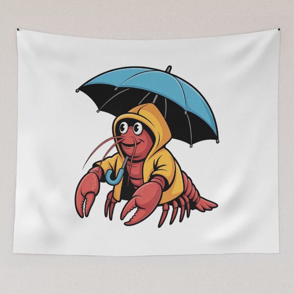 Item preview, Raincoat Crawfish Holding Umbrella Front View designed and sold by AbanoubStore.