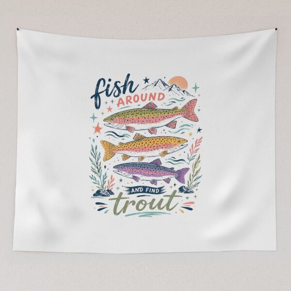 Item preview, Fish Around And Find Trout Funny Vintage Fishing Pun designed and sold by VintageSocArt.