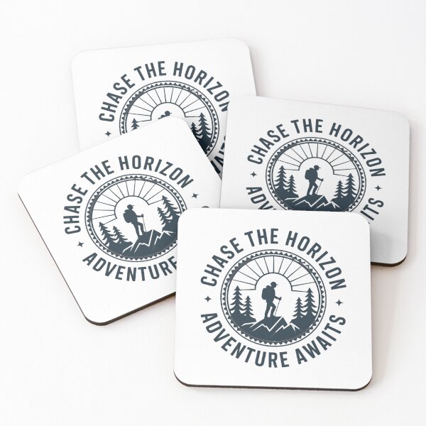Item preview, Chase the horizon adventure awaits hiker badge outdoor print designed and sold by icemanphotos.