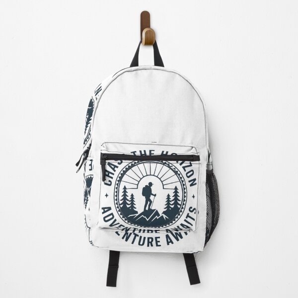 Item preview, Chase the horizon adventure awaits hiker badge outdoor print designed and sold by icemanphotos.