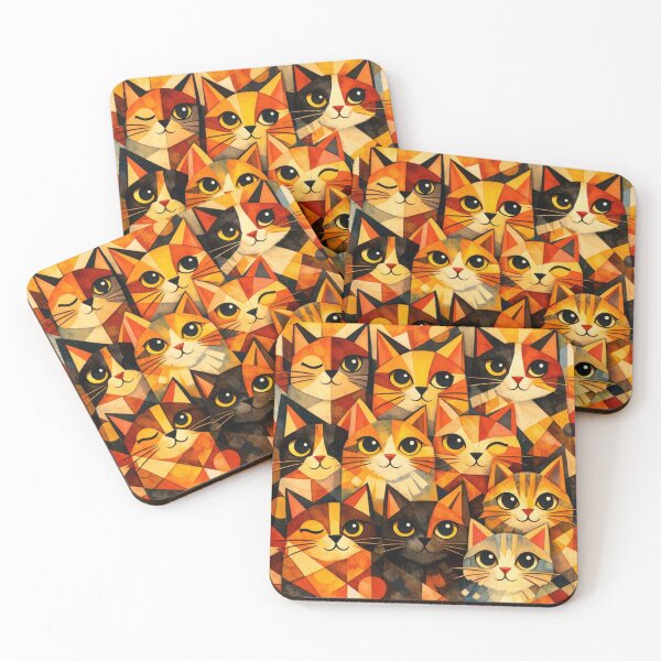 Item preview, Geometric Kawaii Cat Pattern Art designed and sold by Aramdesing.