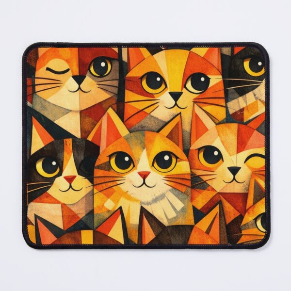 Item preview, Geometric Kawaii Cat Pattern Art designed and sold by Aramdesing.