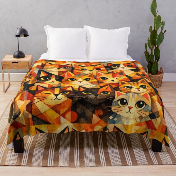 Item preview, Geometric Kawaii Cat Pattern Art designed and sold by Aramdesing.