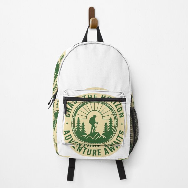 Item preview, Chase the horizon adventure awaits hiker badge outdoor print designed and sold by icemanphotos.