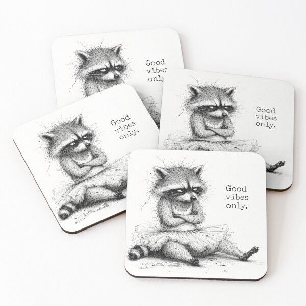 Item preview, Funny Grumpy Raccoon Ballerina Good vibes only Art designed and sold by aleano2026.