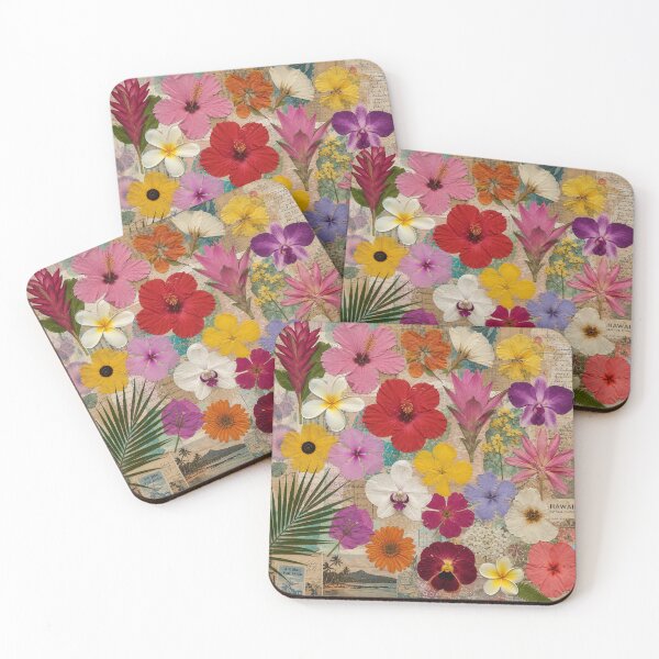 Item preview, PRESSED TROPICS — Mixed‑Media Collage (25 Tropical Flowers) designed and sold by Jandedan.