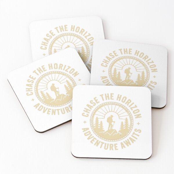 Item preview, Chase the horizon adventure awaits hiker badge outdoor print designed and sold by icemanphotos.