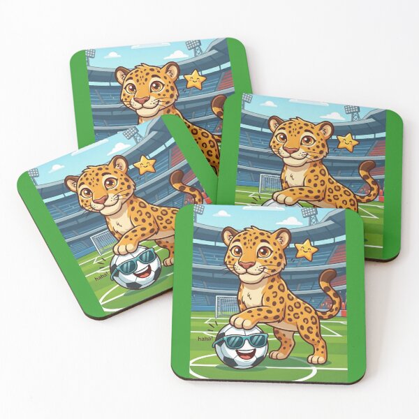Item preview, ​Cute Jaguar Soccer Mascot with Funny Cool Football designed and sold by NadinGerasi.